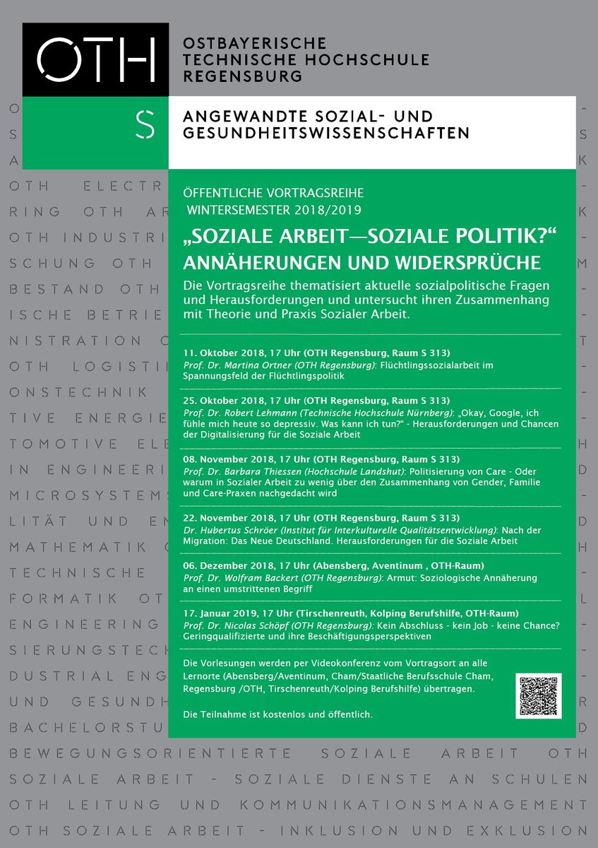 Ringvorlesung der OTH: Soziale Arbeit - Soziale Politik?