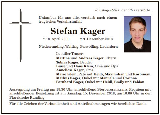 Nachruf für Stefan Kager