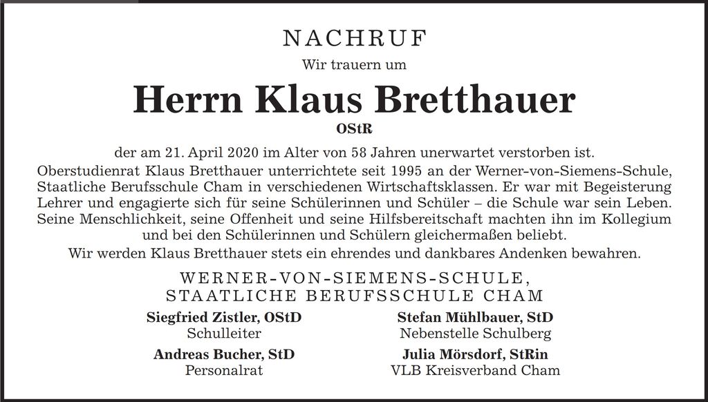 2020 04 28 Nachruf Klaus Bretthauer