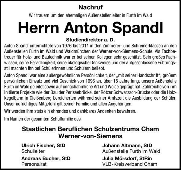 Ehemaliger Außenstellenleiter in Furth in Wald