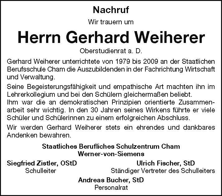 Nachruf für Gerhard Weiherer