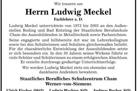 Nachruf Herr Ludwig Meckel